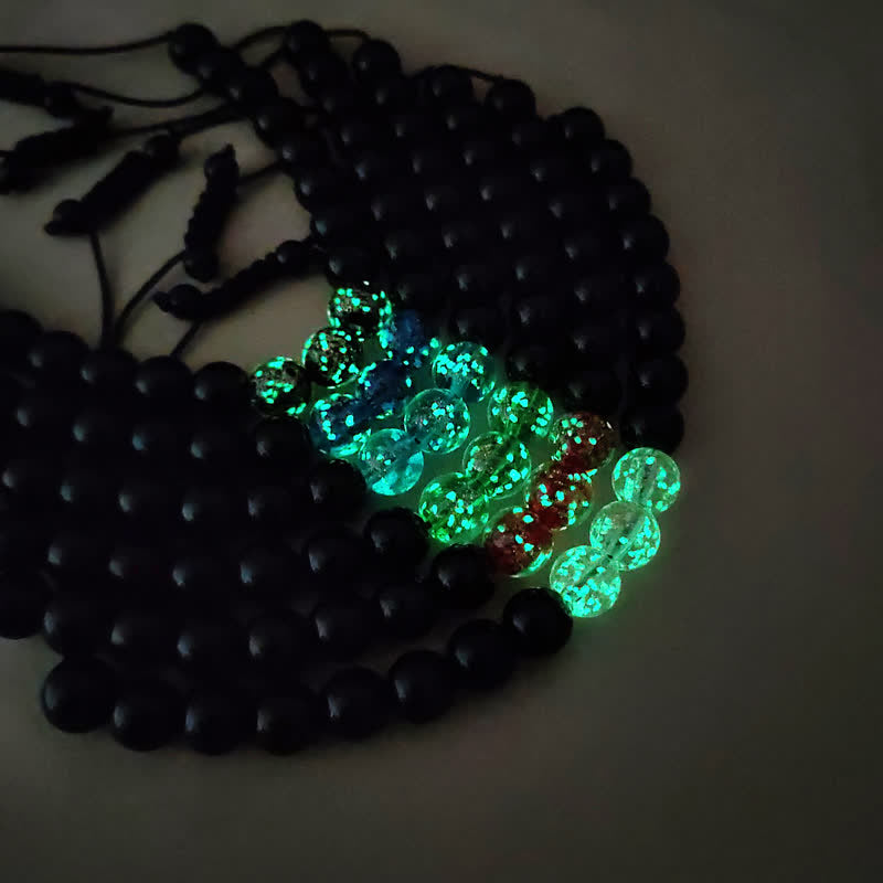 Bracelet Force en Obsidienne Noire 10 mm & Pierre Lumineuse | Protection & Ancrage