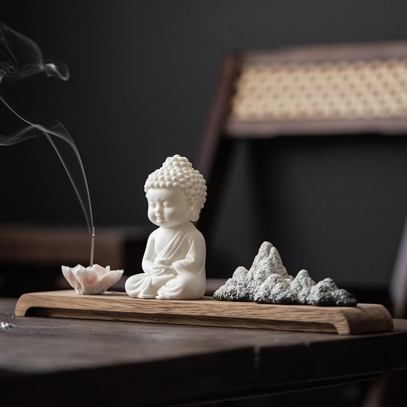 Brûleur d’Encens Bouddha Lotus en Céramique – Porte-Encens Méditation Zen