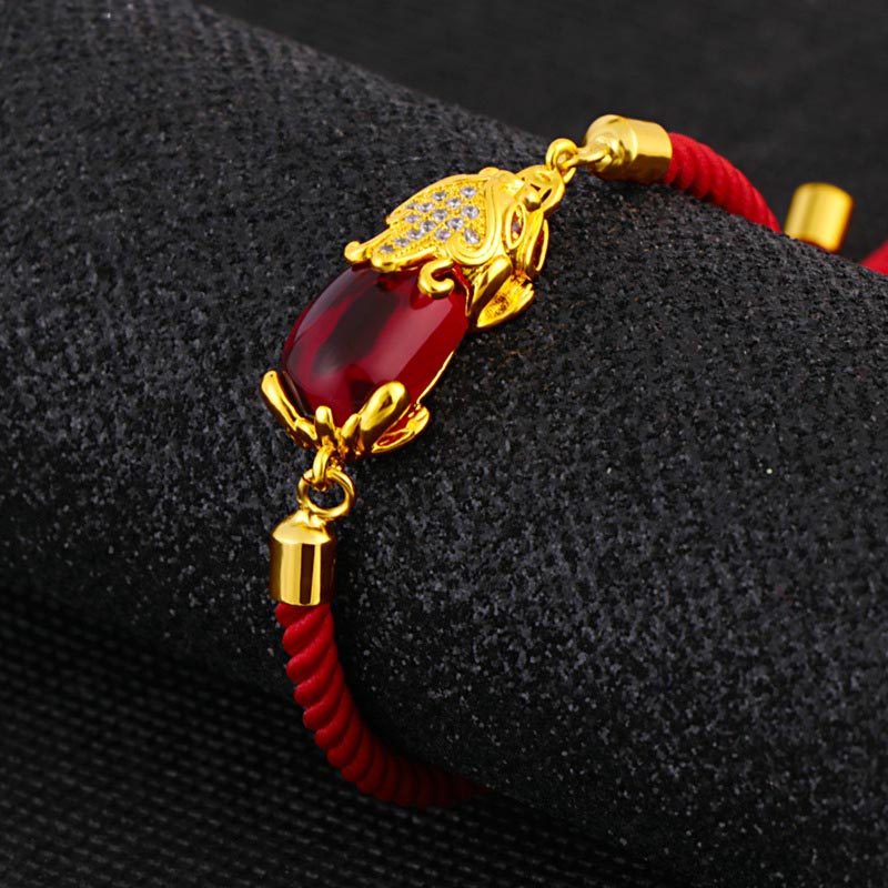 Bracelet Pixiu Ajustable en Agate Rouge | Abondance & Protection Symbolique