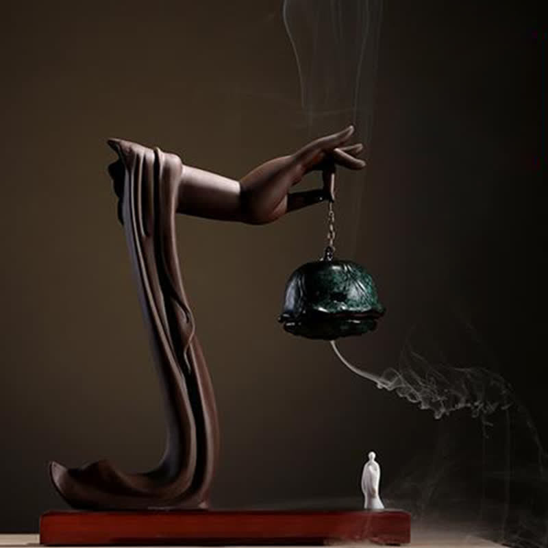 Brûleur d'encens en céramique avec bénédiction du lotus tibétain