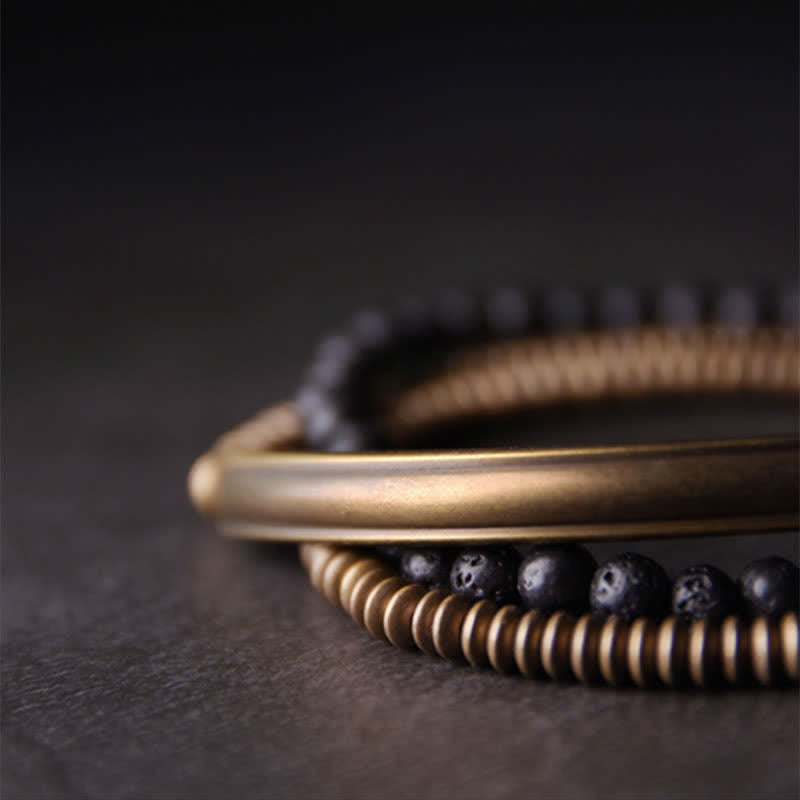 Bracelet en cuivre et Pierres de Lave