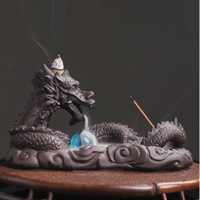 Brûleur Dragon Argile Pourpre – Symbole de Chance et Protection
