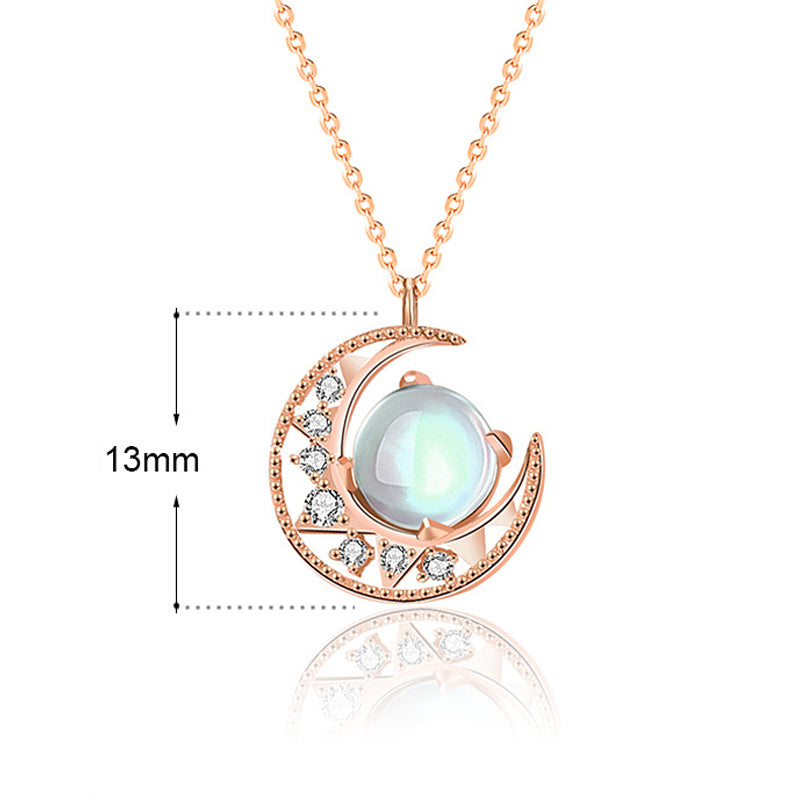 Collier Lune en Pierre de Lune Naturelle et Argent Sterling 925