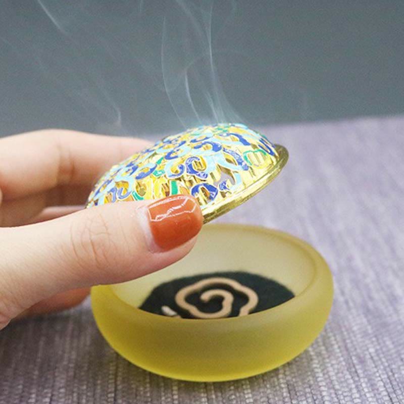 Brûleur d'encens de méditation de guérison en cristal de Lotus Liuli de Buddha Stones