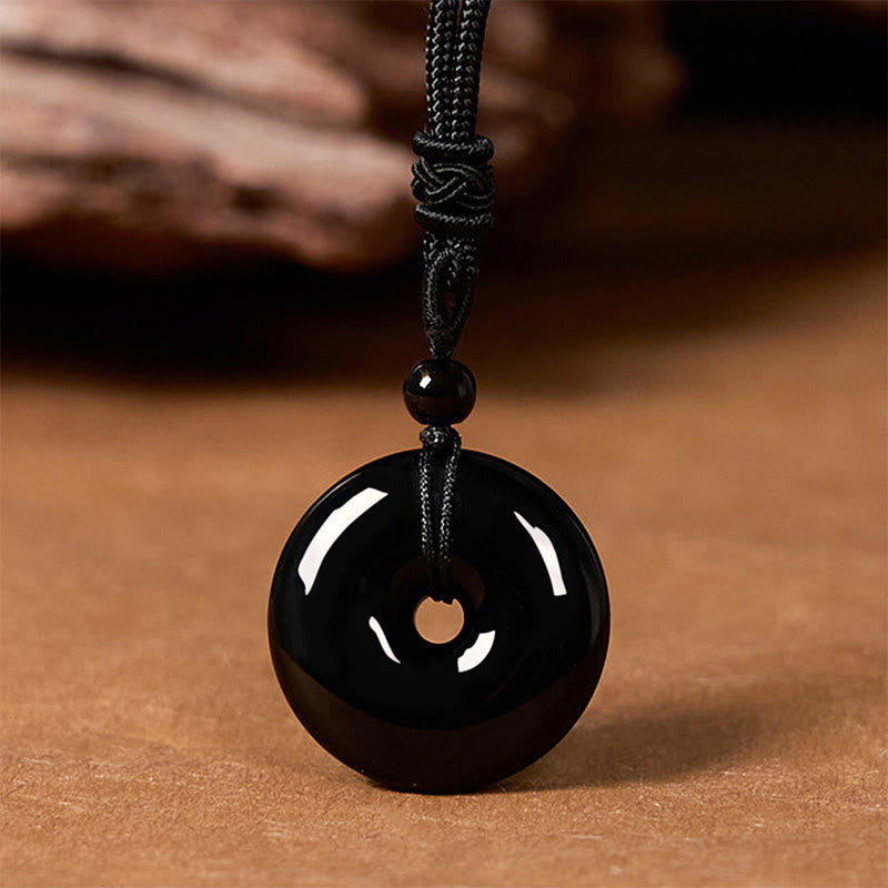 Pendentif Boucle de Paix en Obsidienne Noire Naturelle