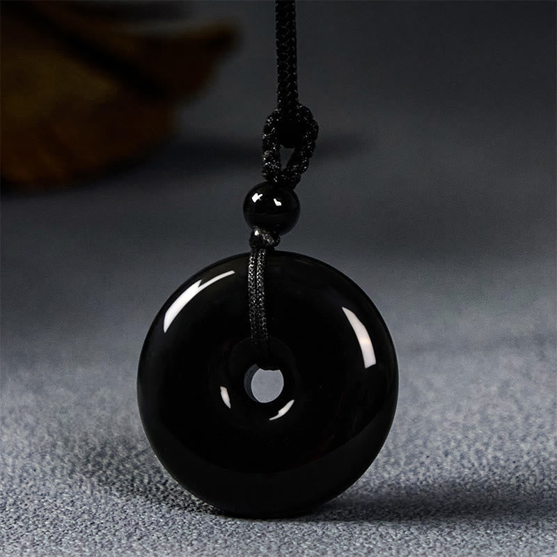 Pendentif Boucle de Paix en Obsidienne Noire Naturelle