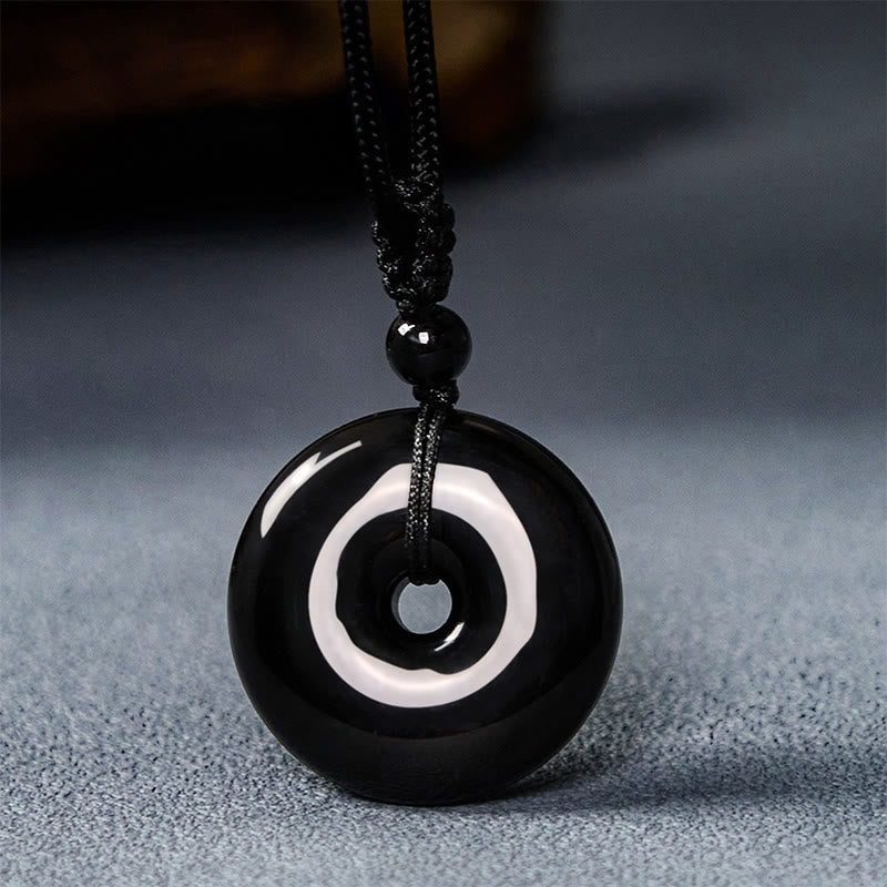 Pendentif Boucle de Paix en Obsidienne Noire Naturelle