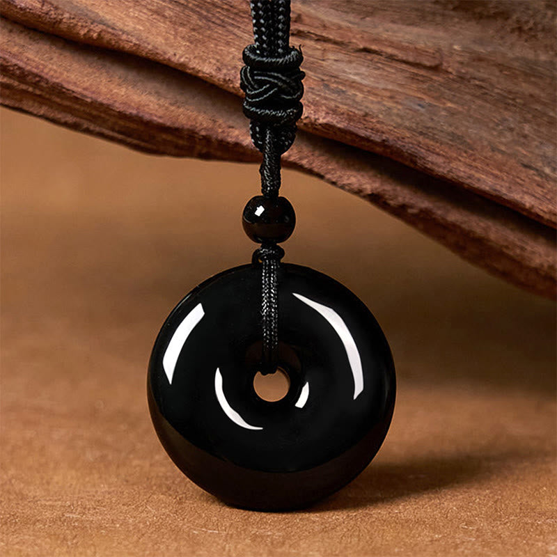 Pendentif Boucle de Paix en Obsidienne Noire Naturelle