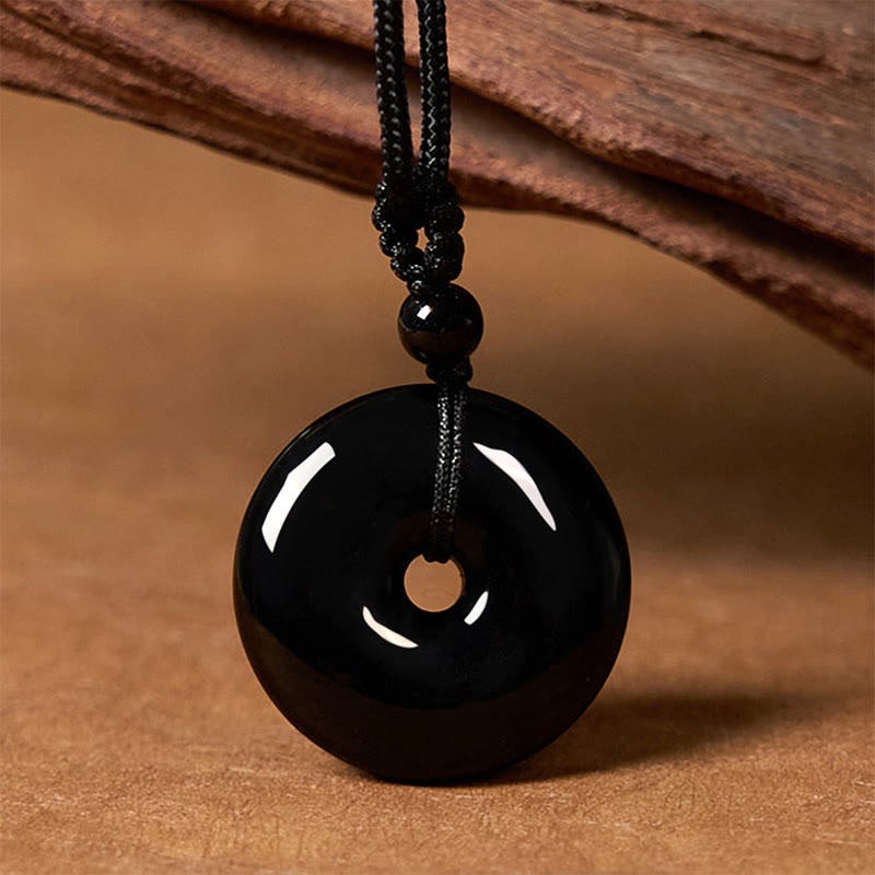 Pendentif Boucle de Paix en Obsidienne Noire Naturelle