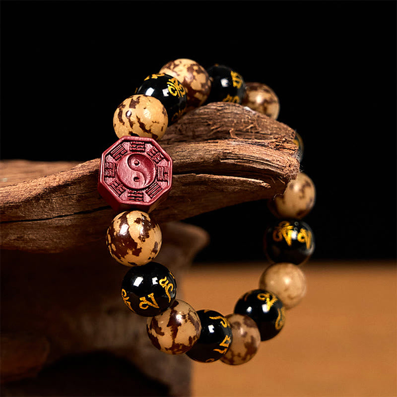 Bracelet Bodhi Gravé Mantra 12 mm avec Cinabre