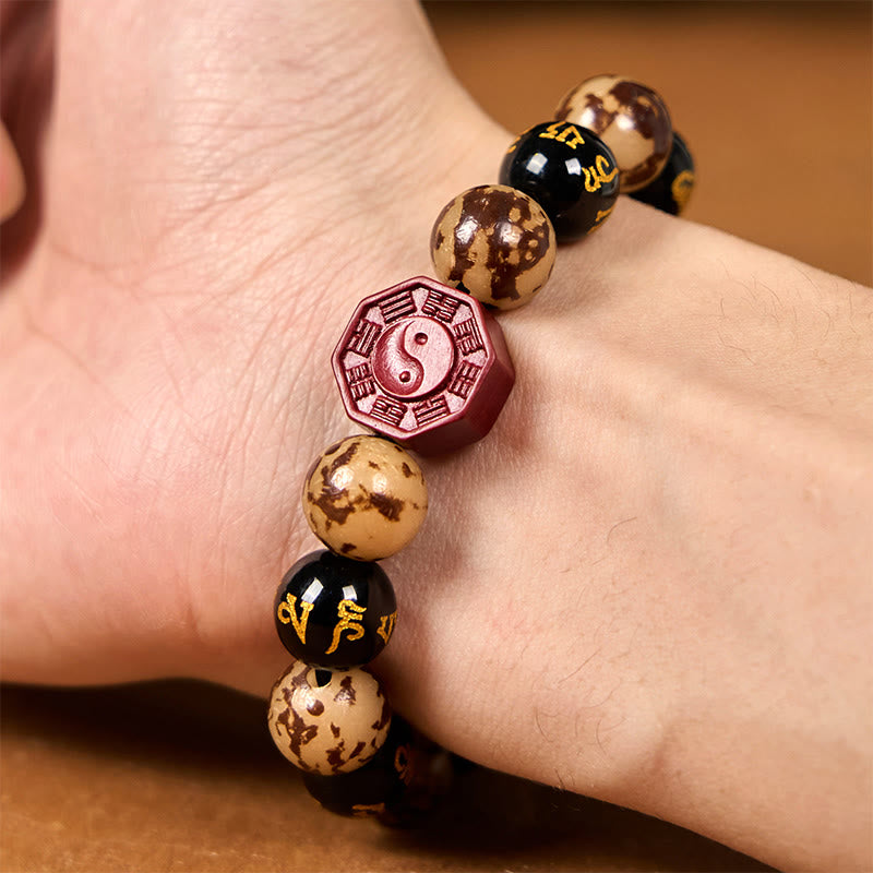 Bracelet Bodhi Gravé Mantra 12 mm avec Cinabre