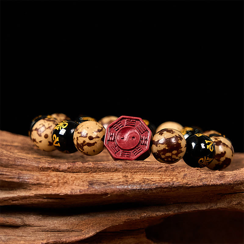 Bracelet Bodhi Gravé Mantra 12 mm avec Cinabre