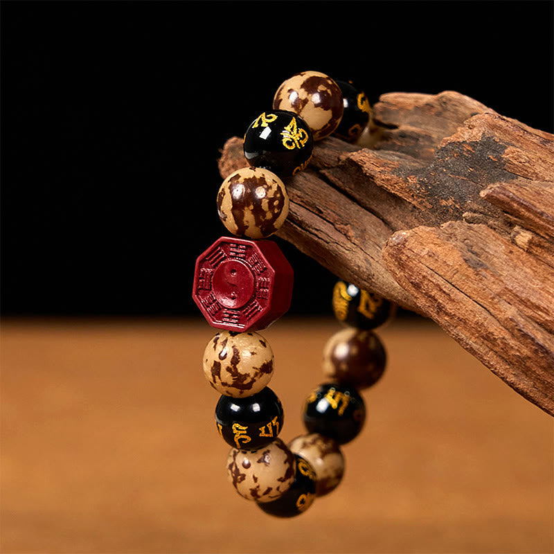 Bracelet Bodhi Gravé Mantra 12 mm avec Cinabre