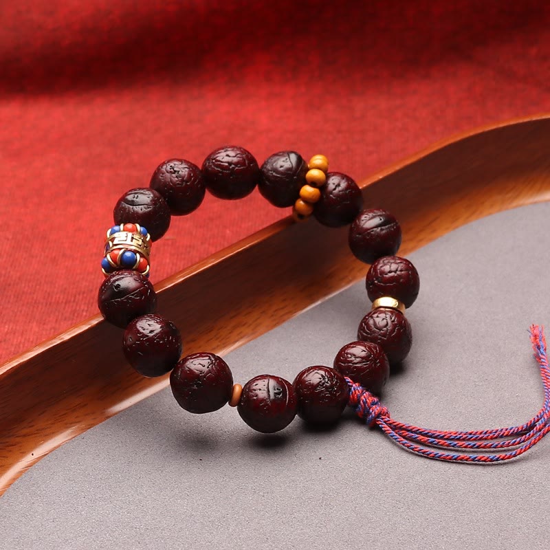 Bracelet Mala Bodhi 15 mm avec Pompon Traditionnel