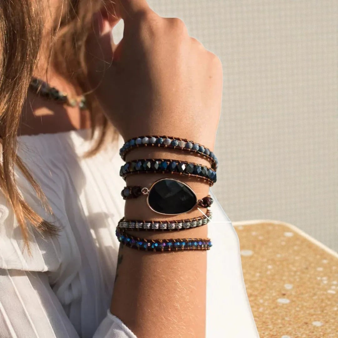 Bracelet Wrap Ancrage & Sécurité en Onyx
