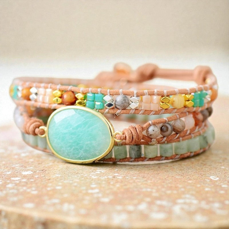 Bracelet Wrap Douceur & Apaisement en Amazonite