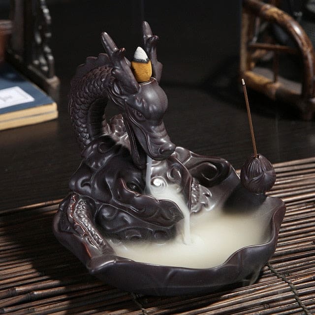 Brûleur d’Encens “La Légende du Dragon” – Support Artisanat & Atmosphère Zen pour Cônes Backflow