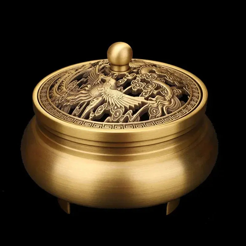 Brûleur d’Encens Dragon & Phénix en Cuivre, Puissance & Mystère