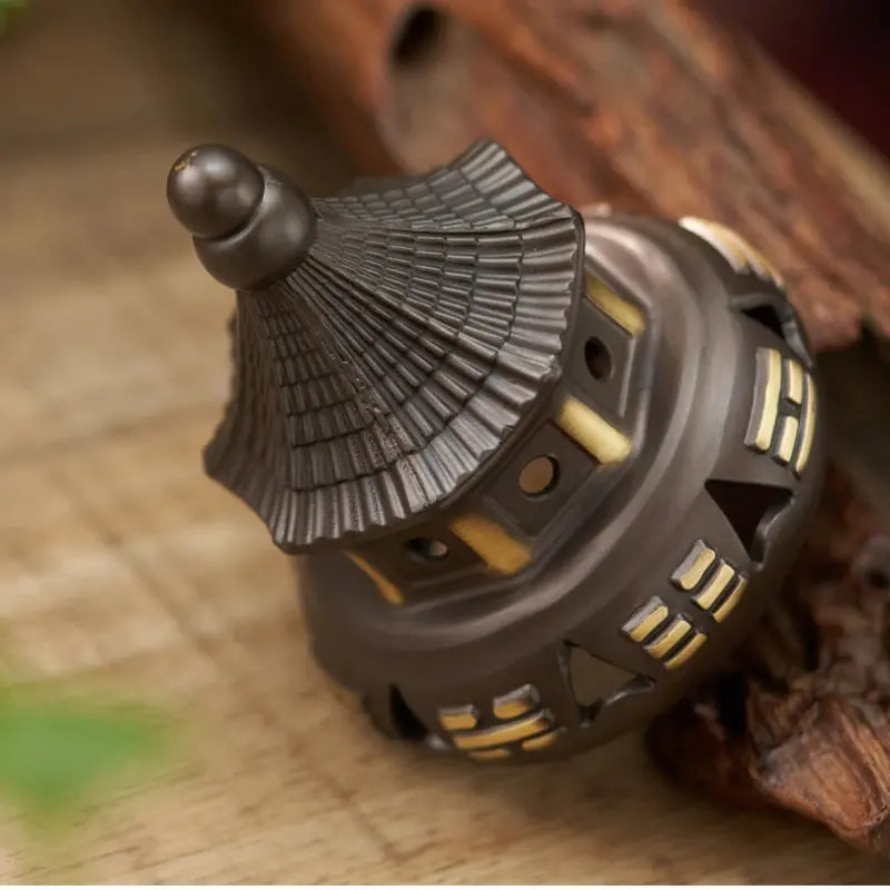 Brûleur d’Encens Feng Shui en Cuivre, Symbole Tai Chi & Ba Gua