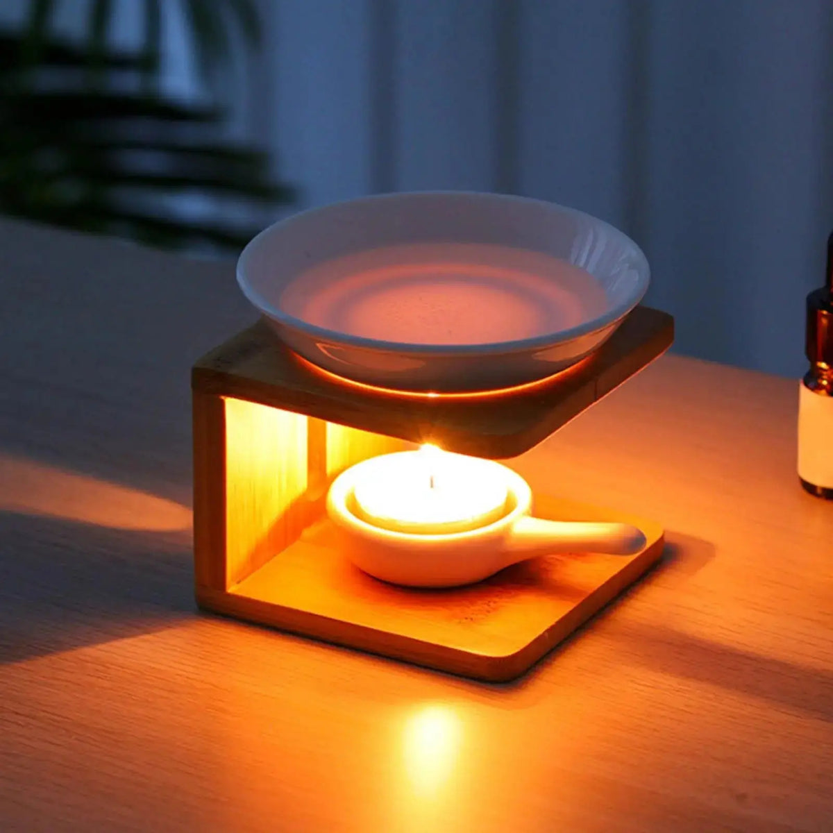 Diffuseur à Chaleur Douce en Bois et Céramique – Élégance Naturelle &amp; Parfum Subtil