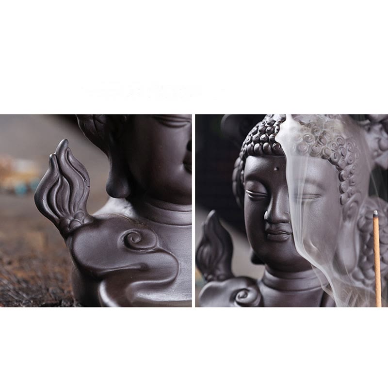 Porte-Encens Bouddha Dragon en Argile Pourpre 10,5 cm pour Méditation