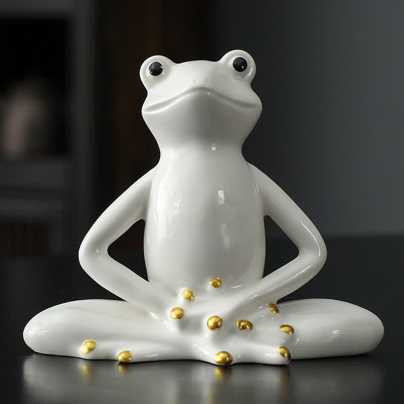 Statue décorative en céramique représentant une grenouille zen en méditation