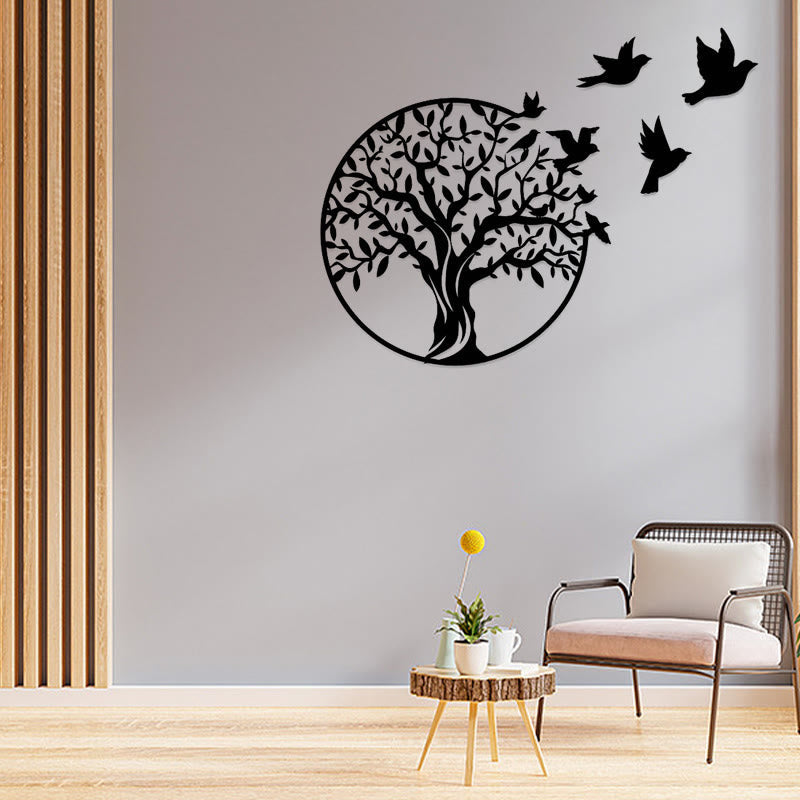 Pierre Arbre de vie Oiseaux Signe Cadeau de pendaison de crémaillère Art mural de l'unité