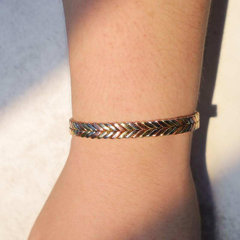 Bracelet Spirituel Ajustable en Cuivre Pur, Manchette Artisanale