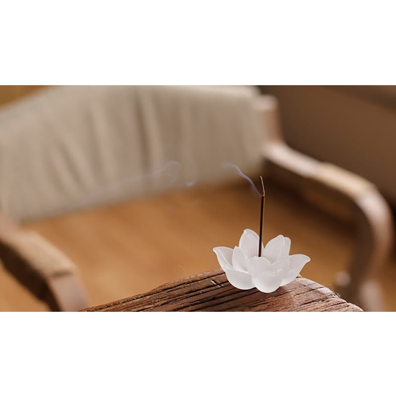 Porte-Encens Lotus Blanc en Cristal Liuli – Méditation & Sérénité