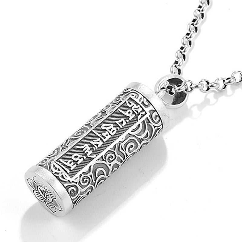Collier Om Mani Padme Hum en Cuivre Plaqué Argent