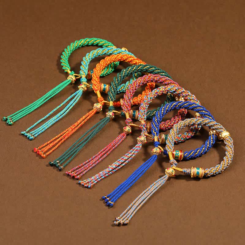 Bracelet de Prière Tibétain Thangka en Fil Rouge, Protection & Chance
