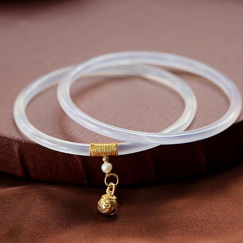 Bracelet Succès en Jade Cyan & Jade Blanc 58 mm | Harmonie & Équilibre Symbolique