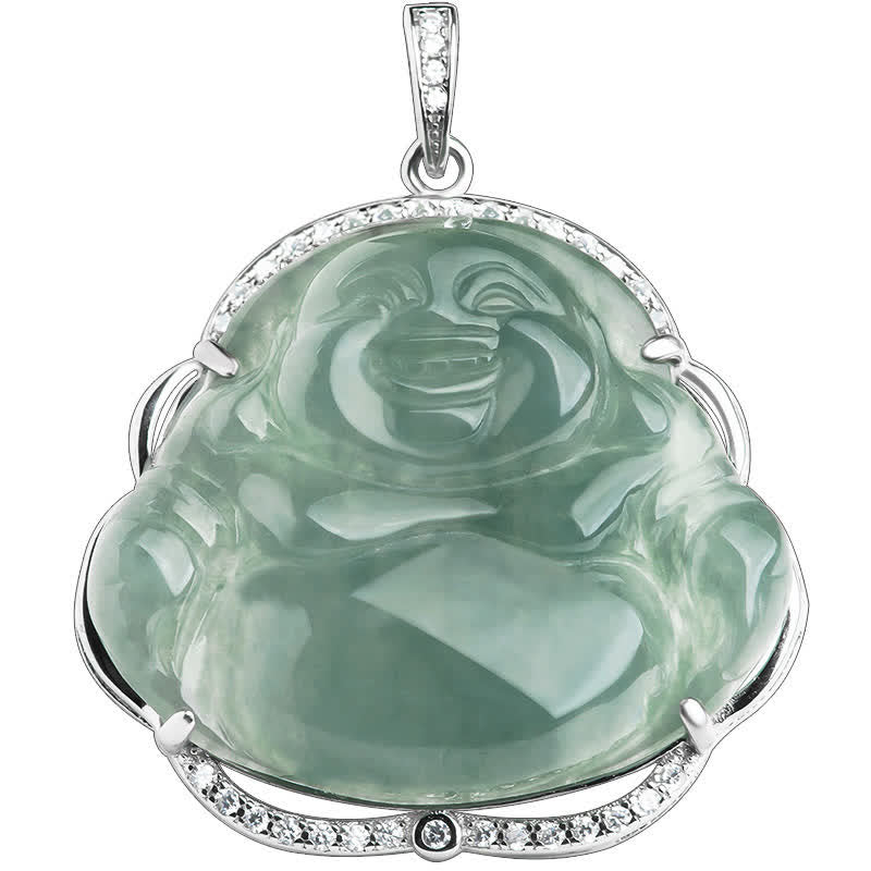 Collier Bouddha en Jade & Argent 925 – 45 cm (36×31 mm)