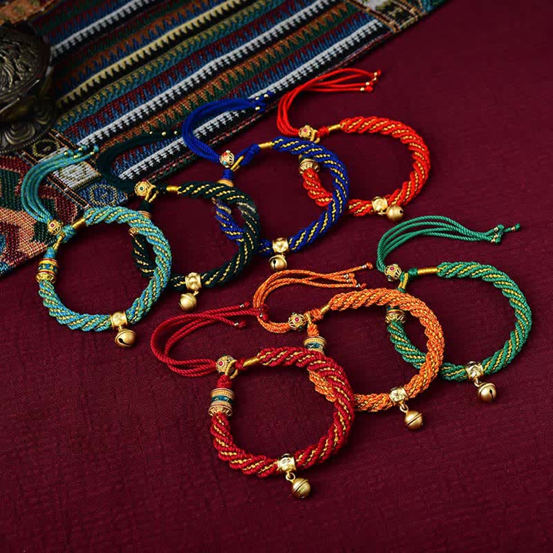 Bracelet de Prière Tibétain Thangka en Fil Rouge, Protection & Chance