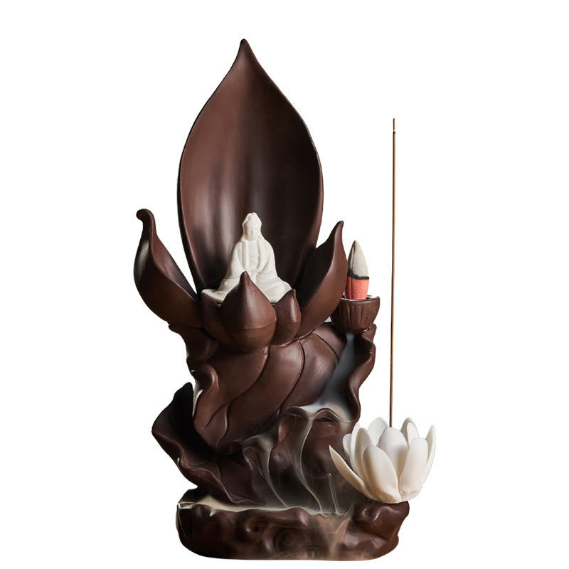 Brûleur d’Encens Bouddha Lotus en Argile Violet – Porte-Encens Zen & Méditation