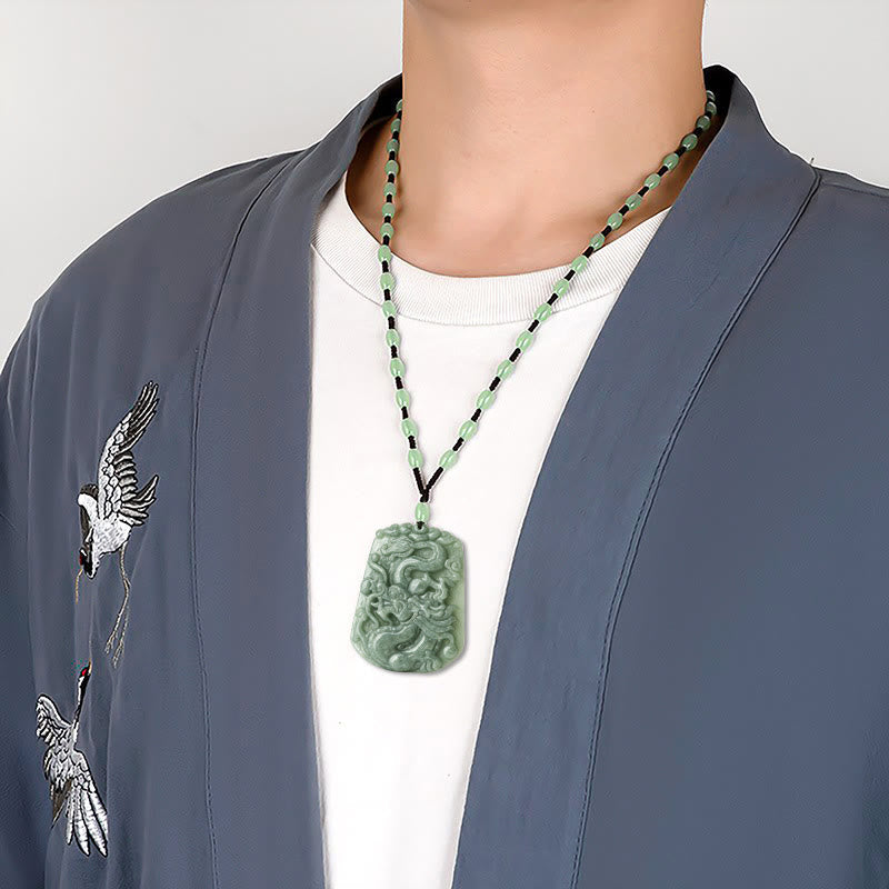Collier Dragon du Zodiaque Chinois en Jade Naturel