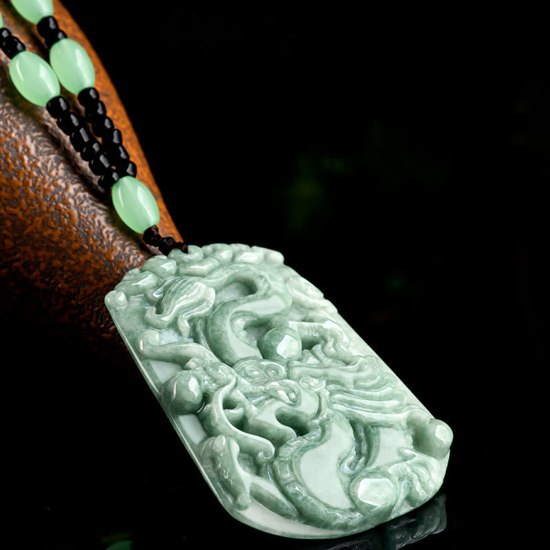 Collier Dragon du Zodiaque Chinois en Jade Naturel