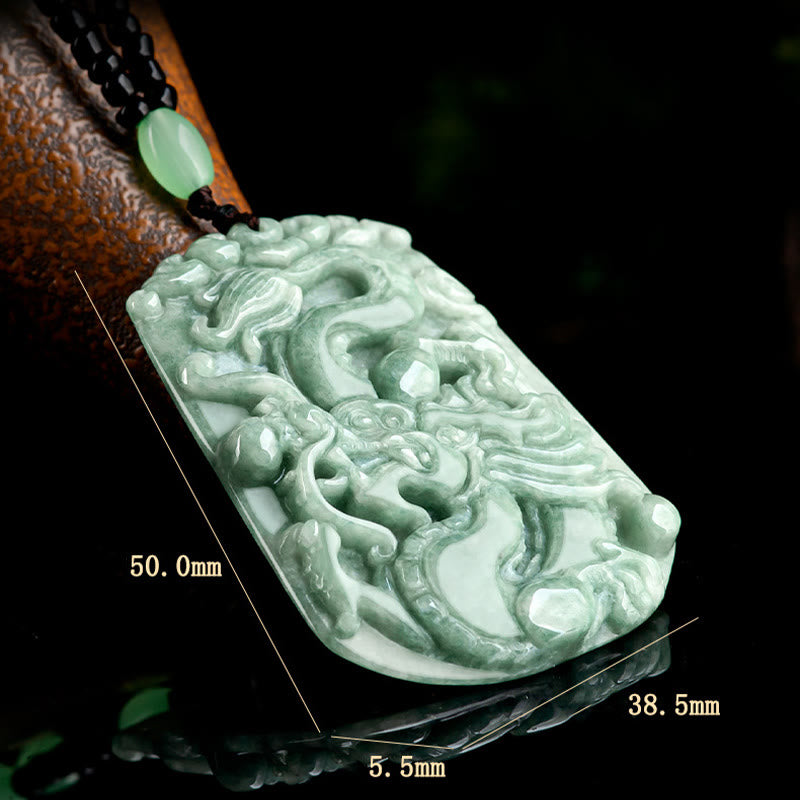 Collier Dragon du Zodiaque Chinois en Jade Naturel