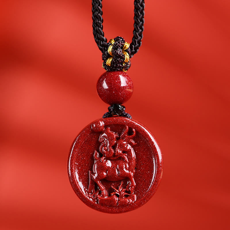 Collier Zodiaque Chinois en Cinabre Naturel
