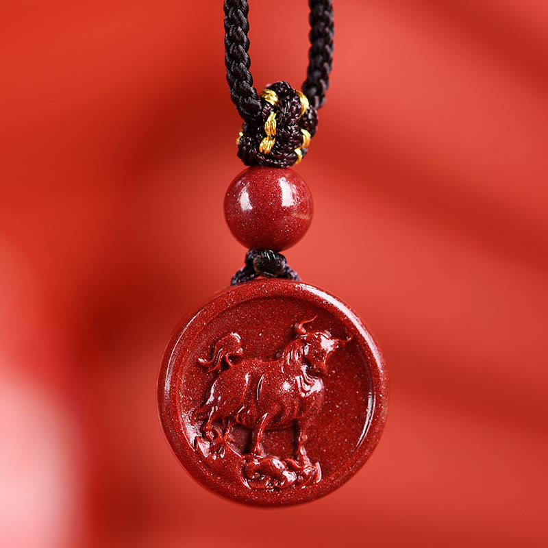 Collier Zodiaque Chinois en Cinabre Naturel