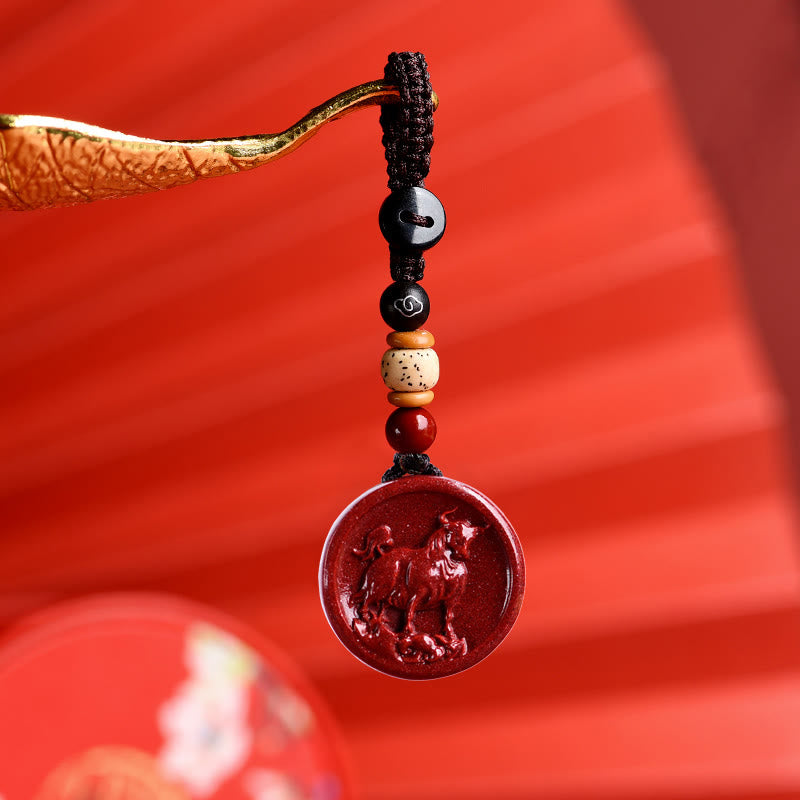 Collier Zodiaque Chinois en Cinabre Naturel