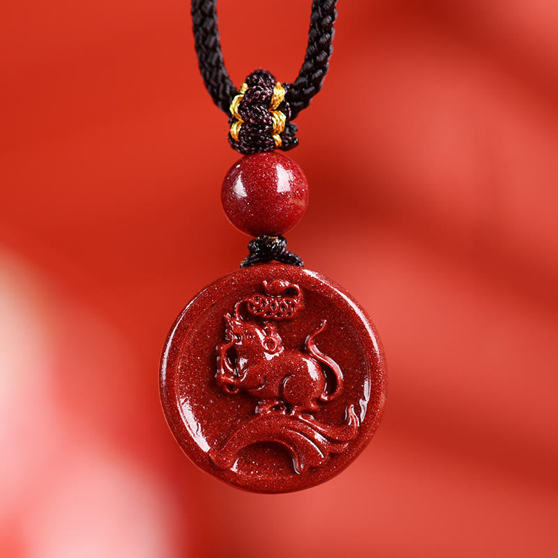 Collier Zodiaque Chinois en Cinabre Naturel