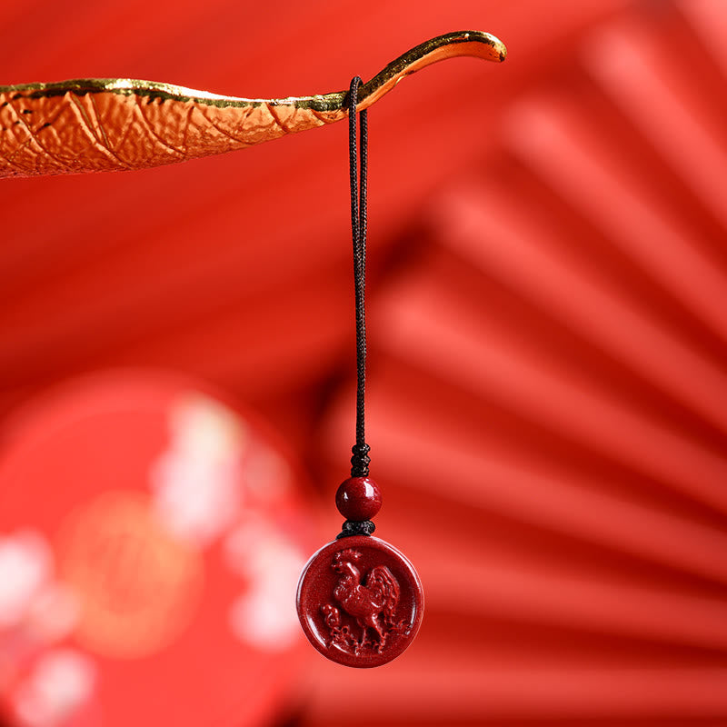 Collier Zodiaque Chinois en Cinabre Naturel