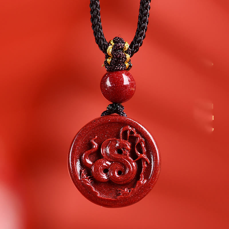 Collier Zodiaque Chinois en Cinabre Naturel