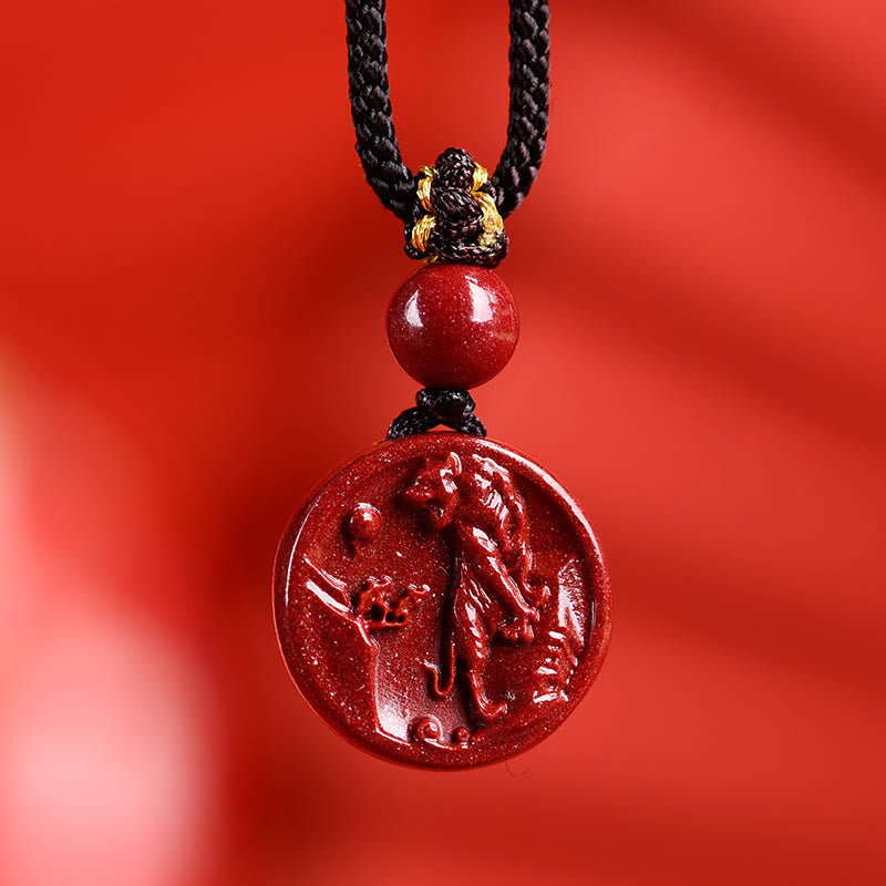 Collier Zodiaque Chinois en Cinabre Naturel