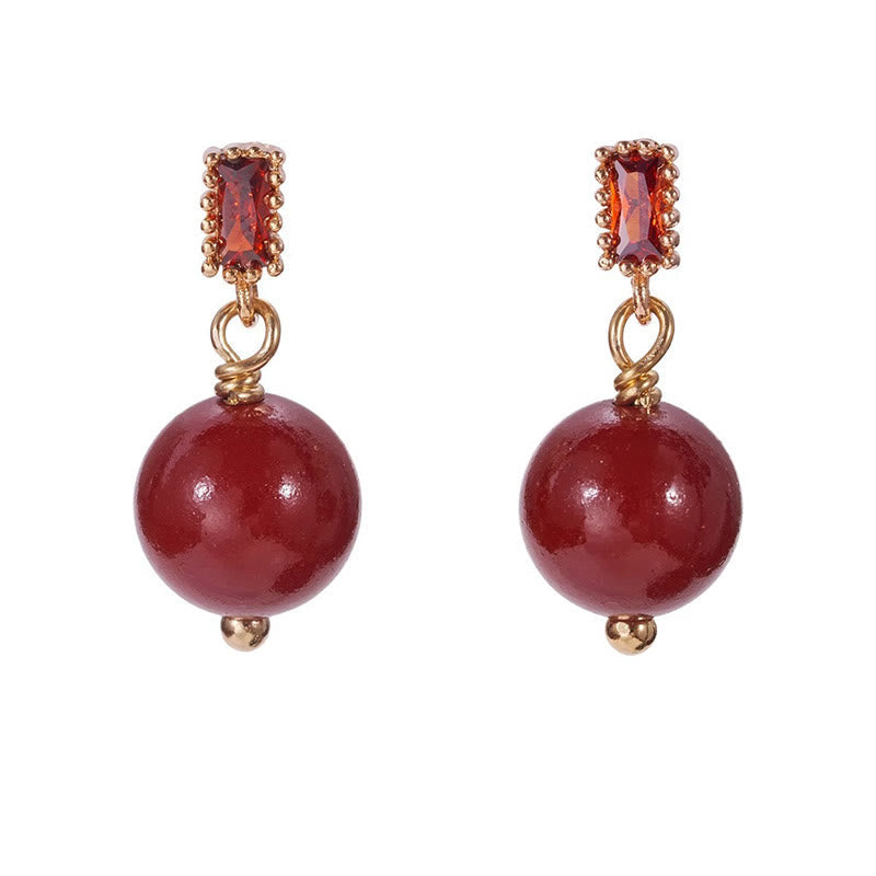 Boucles d’Oreilles en Cinabre Naturel 8 mm & Argent 925