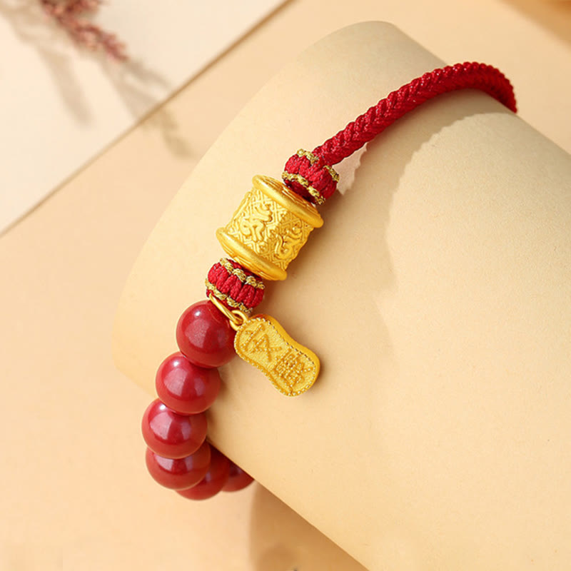 Bracelet Cinabre & Mantra Argent 999 – Ancrage & Intention