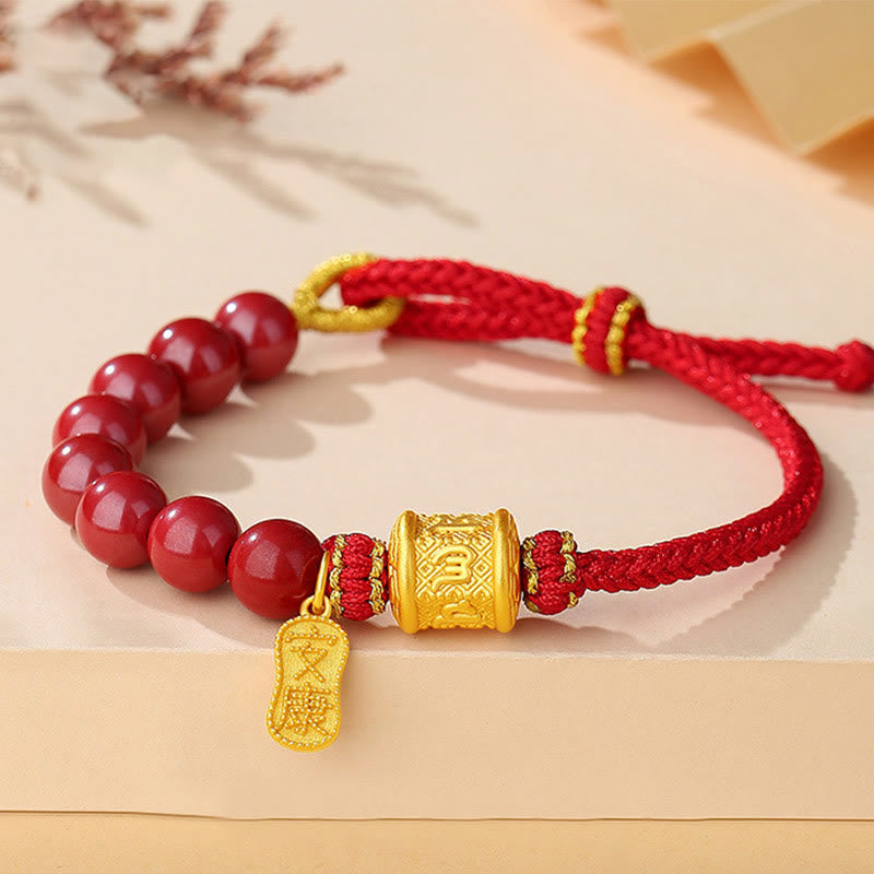 Bracelet Cinabre & Mantra Argent 999 – Ancrage & Intention