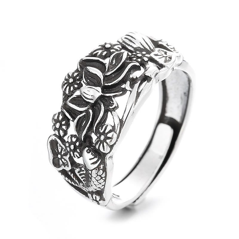 Bague Lotus & Carpe Koï en Cuivre – Persévérance & Renaissance