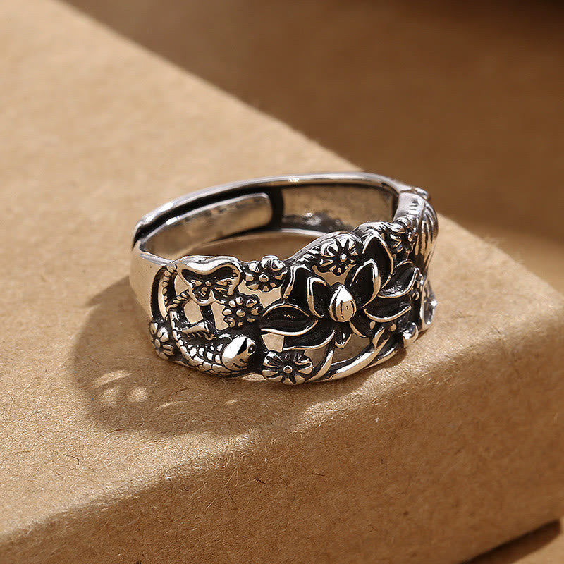 Bague Lotus & Carpe Koï en Cuivre – Persévérance & Renaissance